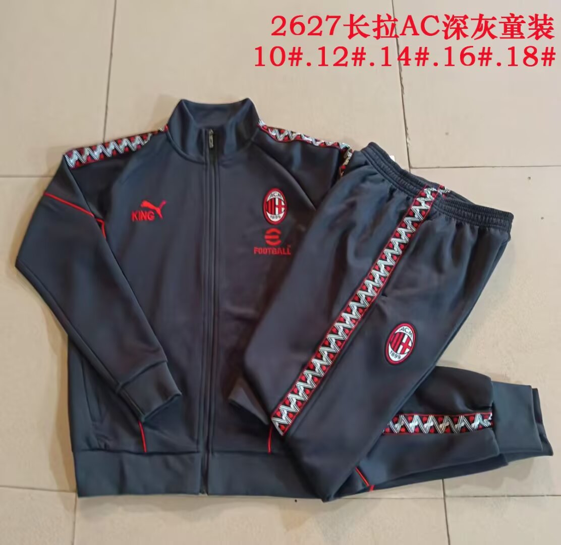 Kids AC Milan 26/27 Tracksuit - Dark Grey/Red